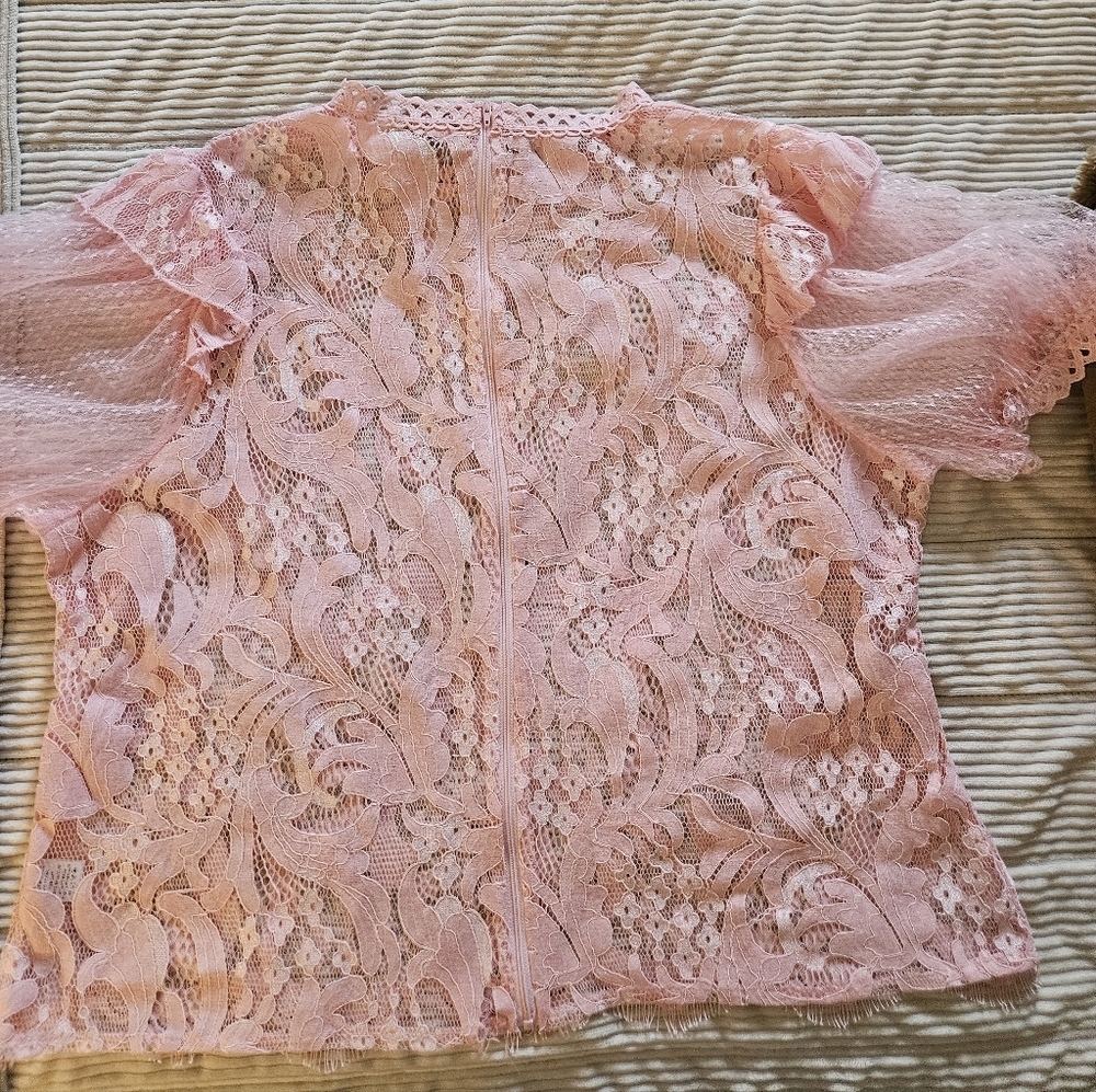 Peach Womens Pink Lace Top Size 3X - Picture 6 of 8